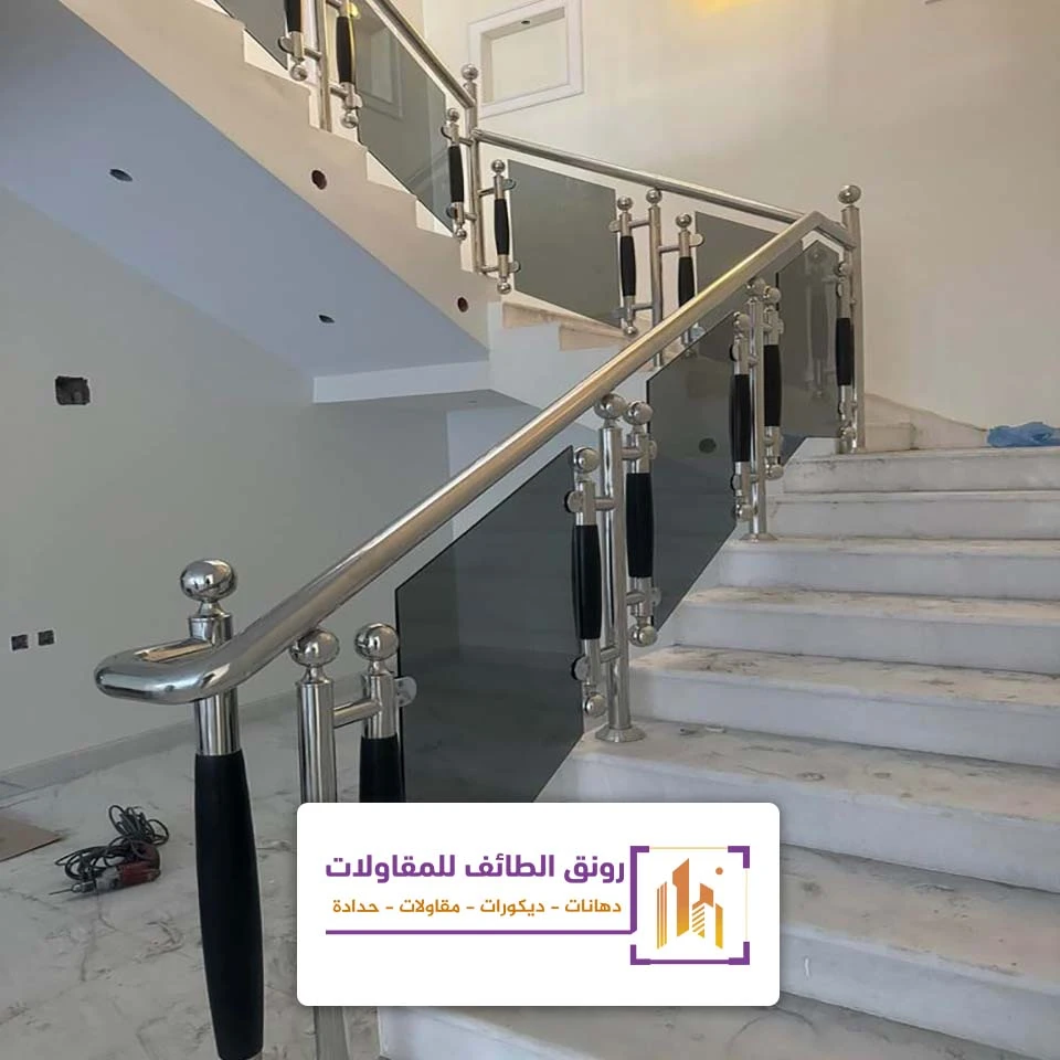 تفصيل درابزين حديد مع زجاج الطائف